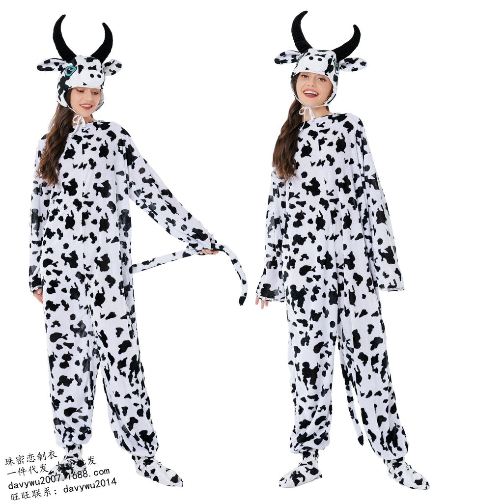 Halloween Party Performance Costume for Women, Cute Cow Animal Outfit, Adult Female Dancer Costume