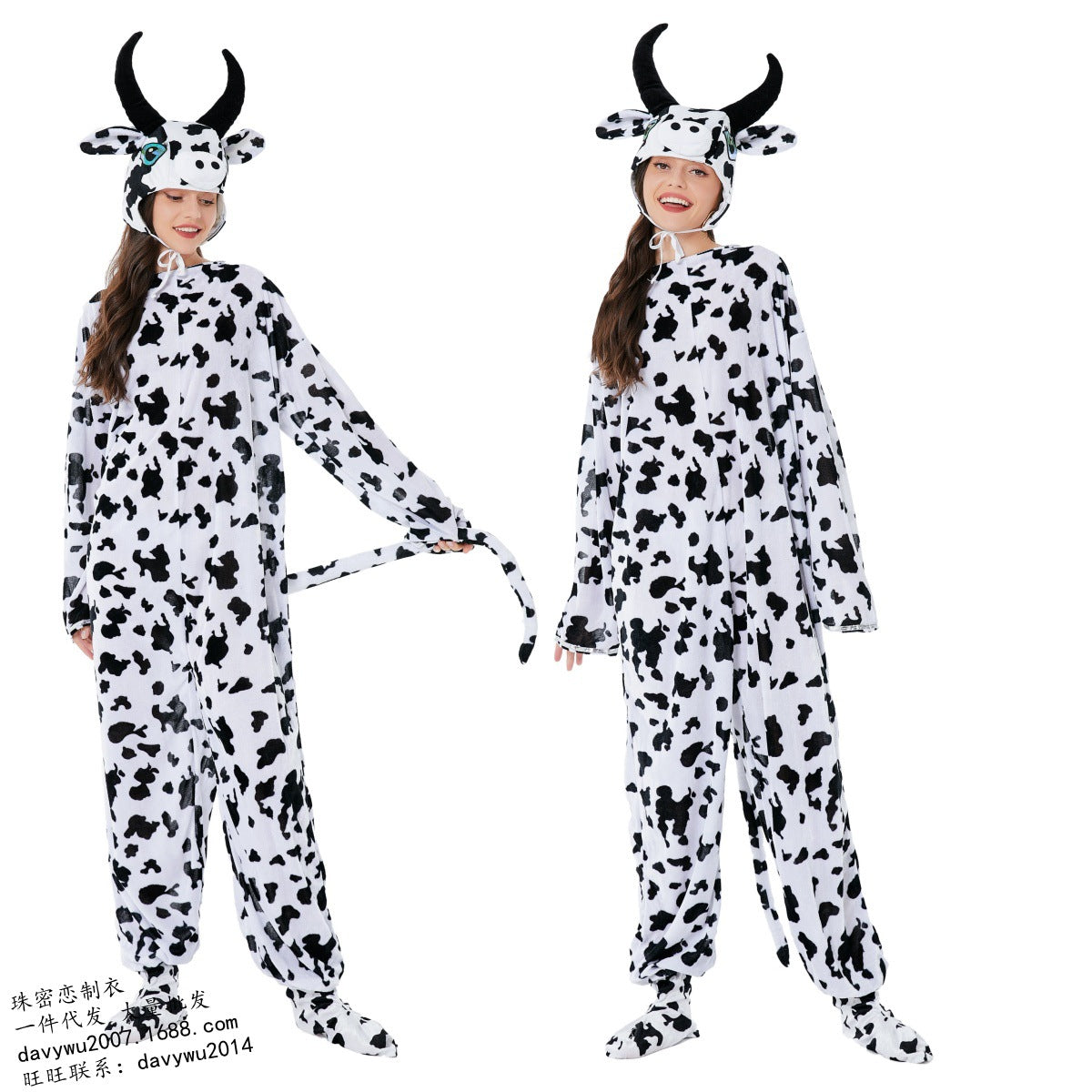 Halloween Party Performance Costume for Women, Cute Cow Animal Outfit, Adult Female Dancer Costume