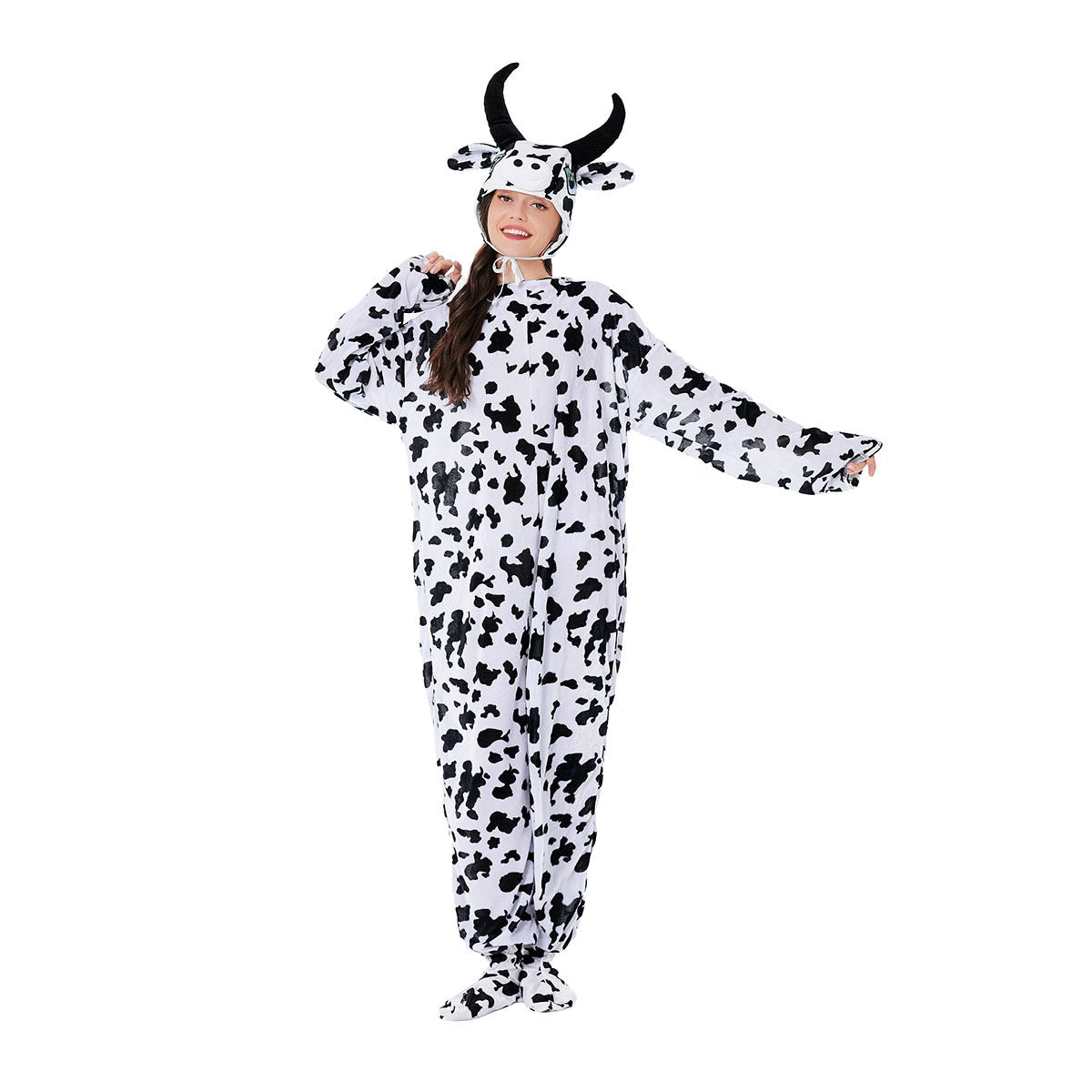Halloween Party Performance Costume for Women, Cute Cow Animal Outfit, Adult Female Dancer Costume