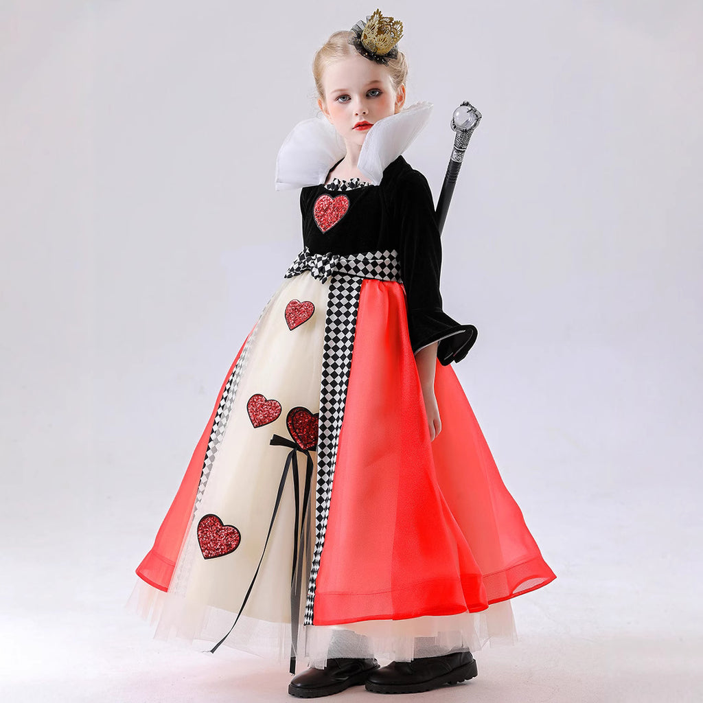 Halloween Costume Children's Theater Performance Alice Queen of Hearts Vintage Royal Queen Witch Role Play Costume