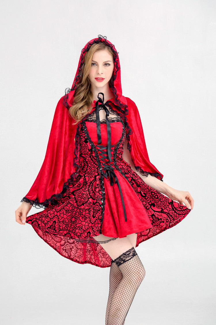 Halloween Little Red Riding Hood Performance Costume Adult Cosplay Party Nightclub Dance Queen Costume
