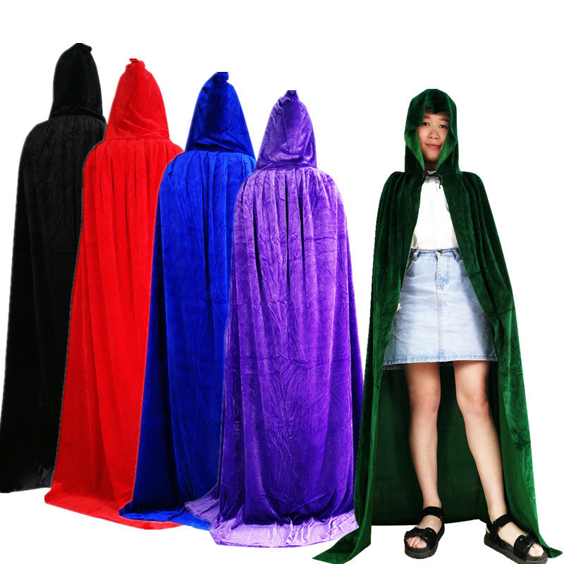 Halloween cloak costume party makeup costume props children adult cloak black pleuche death ball