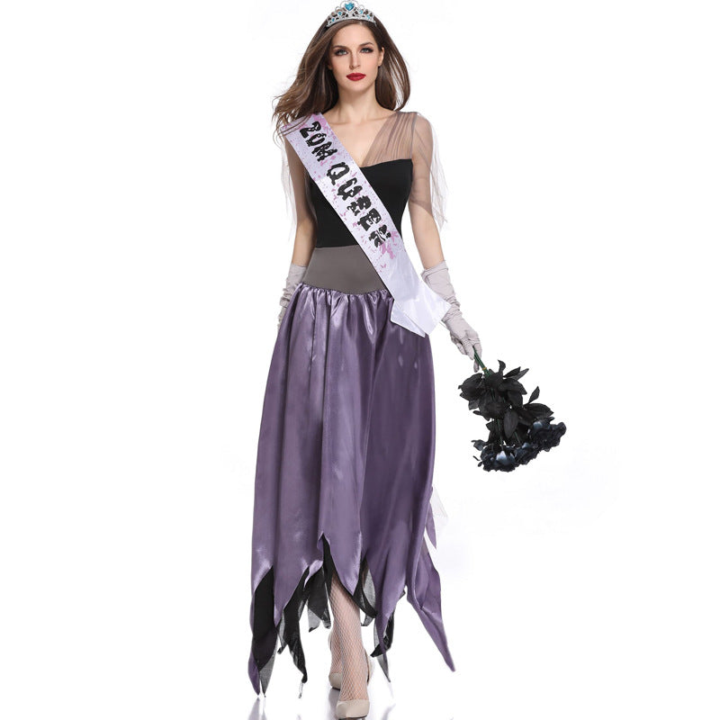 ZOM QUEEN Halloween Costume Vampire Bride Dress