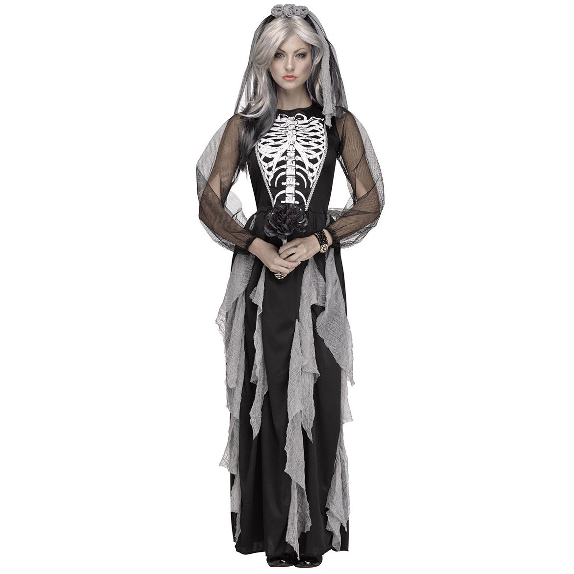Women's Vampire Demon Skeleton Bride Stage Costume