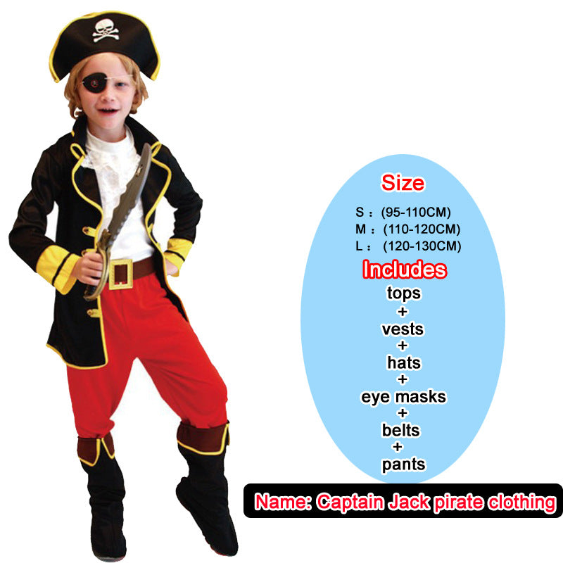 Children's pirate costume performance costume Pirates Of The Caribbean captain Jack costume cosplay role play party