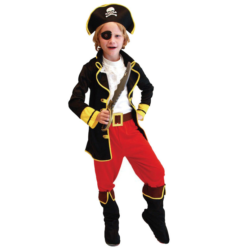 Children's pirate costume performance costume Pirates Of The Caribbean captain Jack costume cosplay role play party