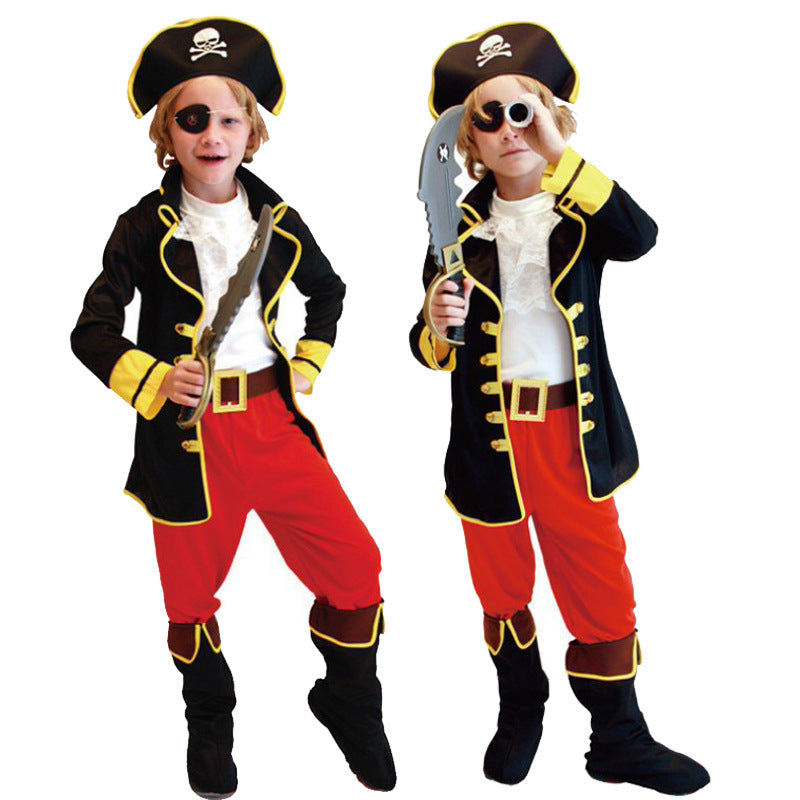 Children's pirate costume performance costume Pirates Of The Caribbean captain Jack costume cosplay role play party