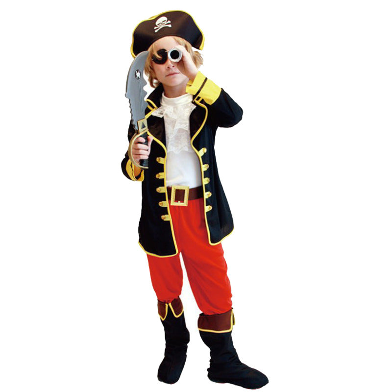 Children's pirate costume performance costume Pirates Of The Caribbean captain Jack costume cosplay role play party