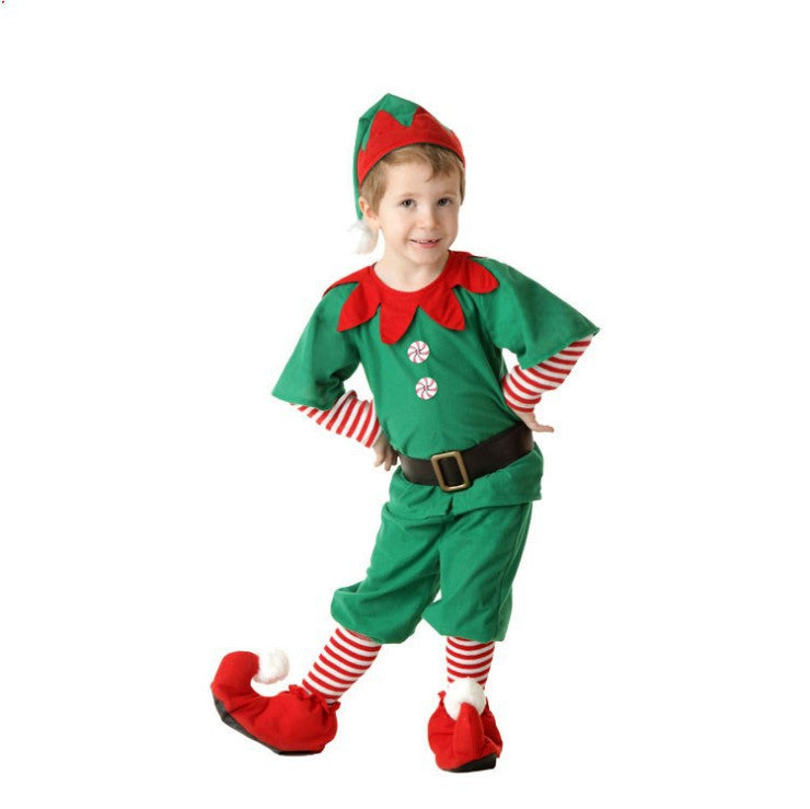 Foreign trade popular style Halloween costume children's Christmas elf costume Parent-Child Costume Festival adult men's and women's green Christmas clothes