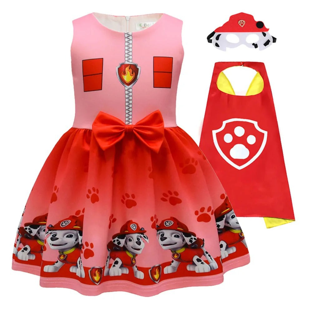 Halloween Cosplay Dress with Cape and Mask for Kids Costume Party