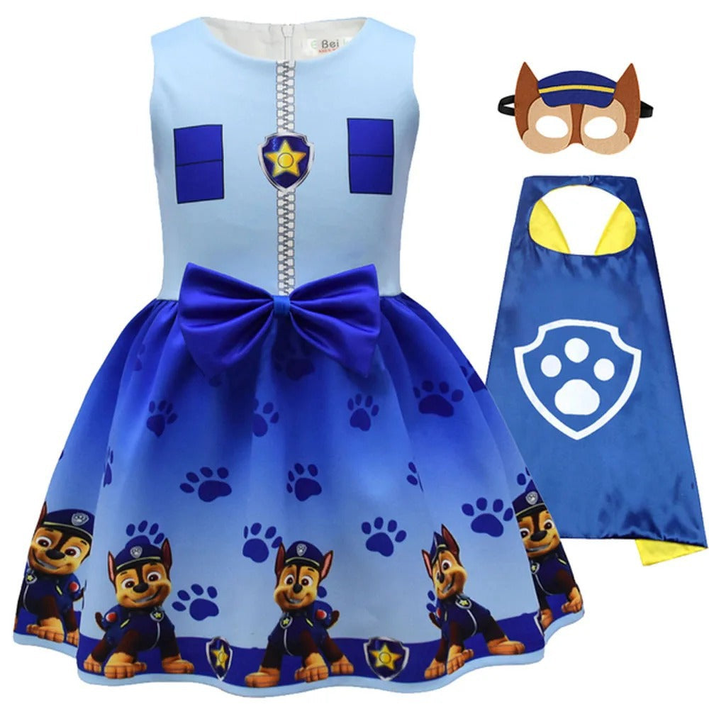 Halloween Cosplay Dress with Cape and Mask for Kids Costume Party