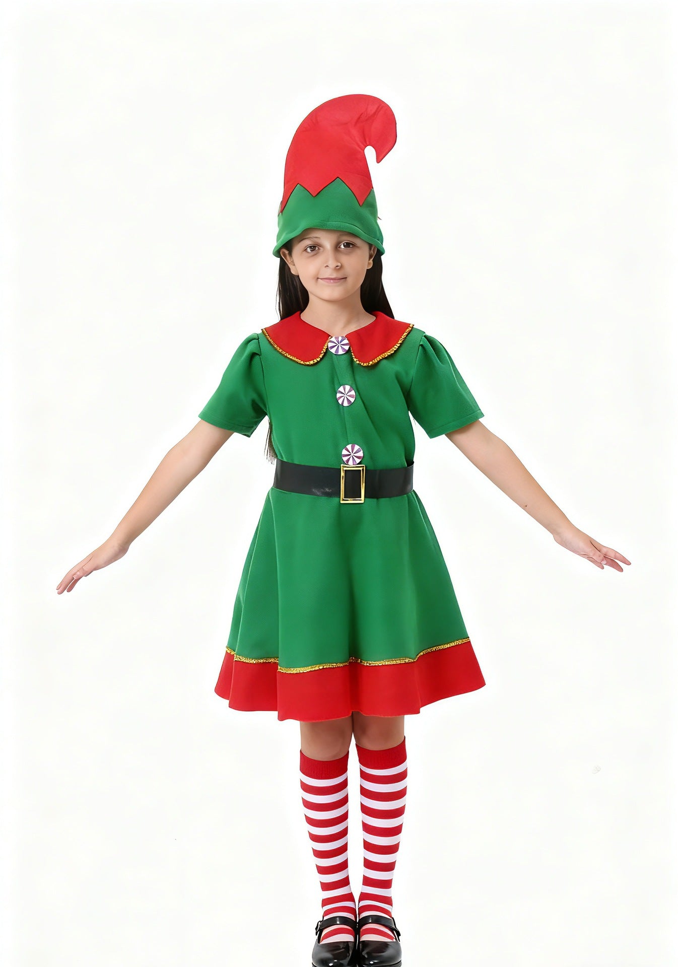 Halloween Costume Christmas Girl Green Elf Cosplay Costume Kindergarten Stage Performance Costume Ready Stock