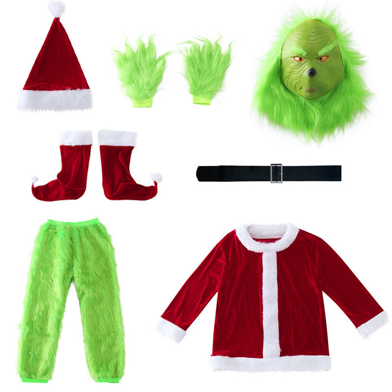 Christmas Costume Long-Haired Monster Cosplay Santa Claus Green Monster Grinch Christmas Performance Costume