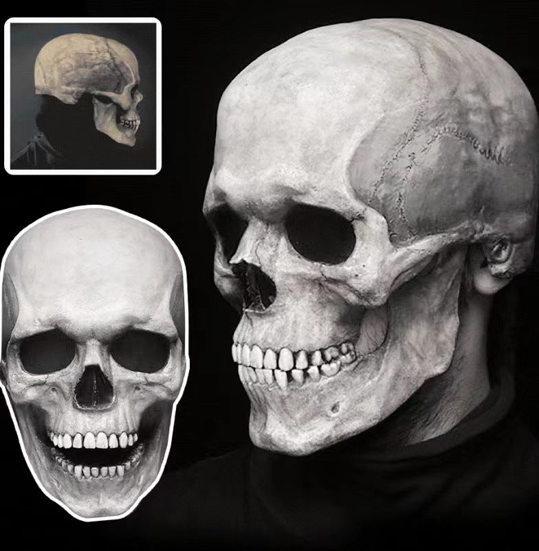 Full Head Skull Mask Halloween Horror Skull Movable Jaw Latex Mask