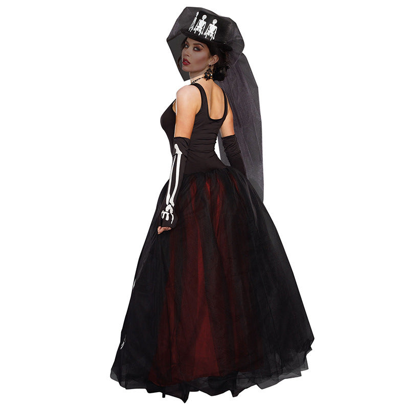 Halloween Costume Skull White Mummy Bride Zombie Outfit Nightclub Cosplay Stage Performance Costume
