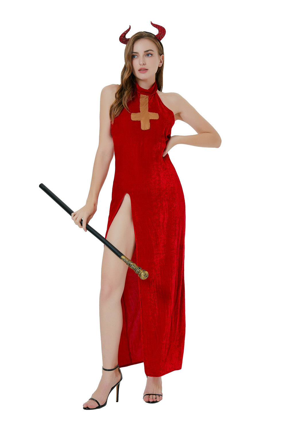 Halloween Costume Sexy Split Devil Dress Nun Priest Magician Role Play Performance Costume