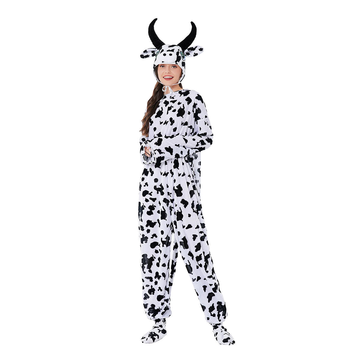 Halloween Party Performance Costume for Women, Cute Cow Animal Outfit, Adult Female Dancer Costume
