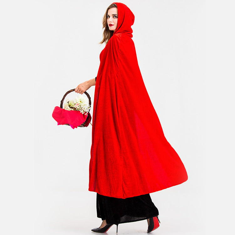 Halloween Costume Cosplay Dress for Women, Party Queen Long Dress, Little Red Riding Hood Performance Costume