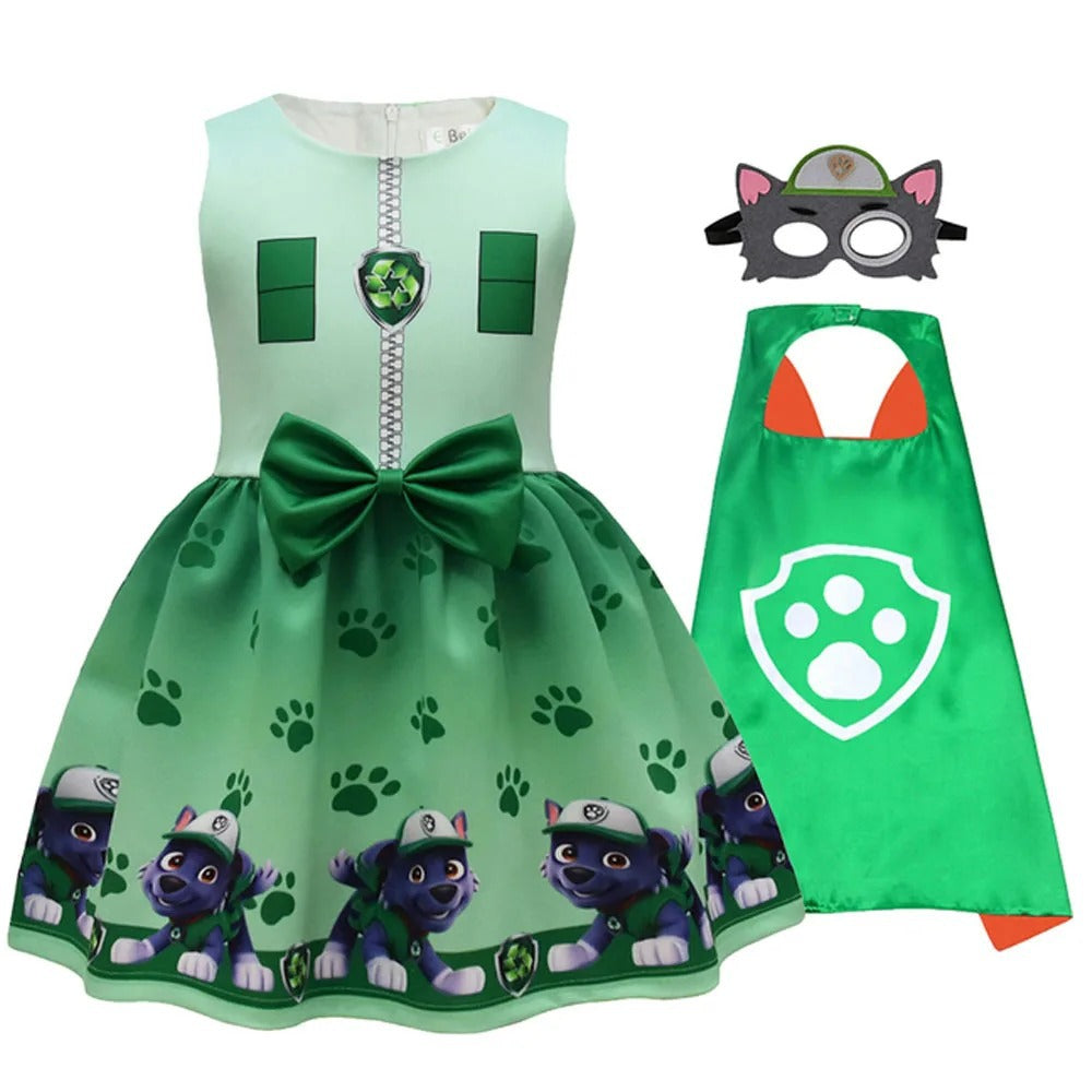 Halloween Cosplay Dress with Cape and Mask for Kids Costume Party