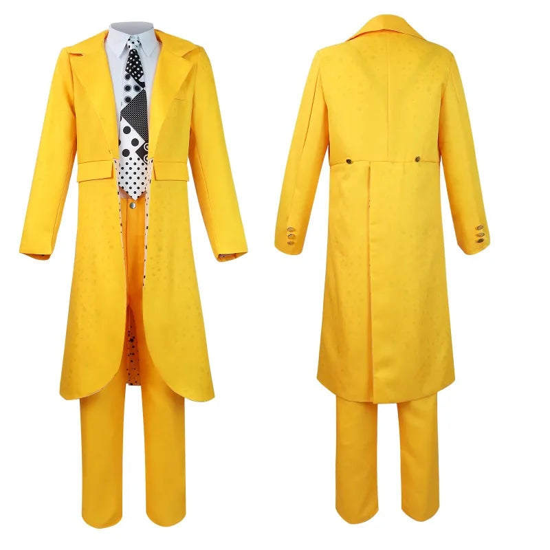 The Mask Cosplay Costume Halloween Jim Carrey Cosplay Uniform Anime Costumes Yellow Trench Hat Carnival Party Mask for Men