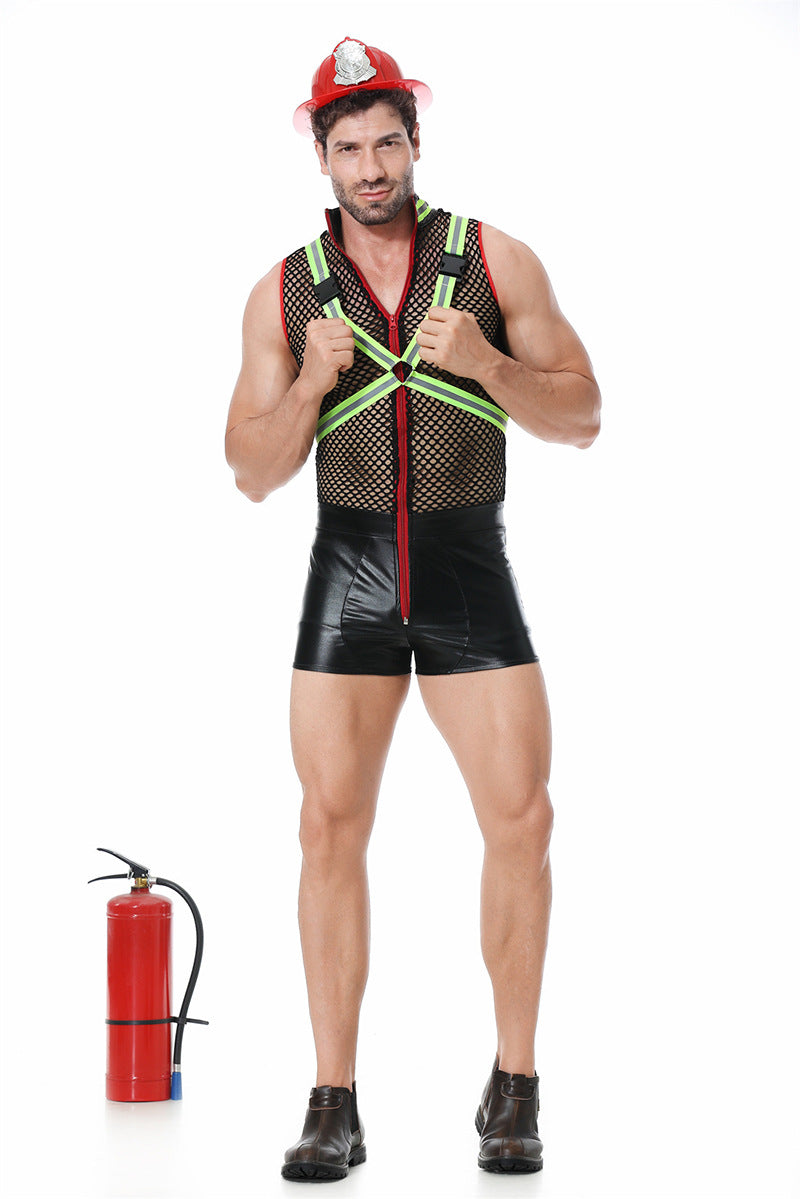 Halloween Men's Costume Funny Party Cartoon Anime Mario Outfit Pipe Man Costume Firefighter Suit