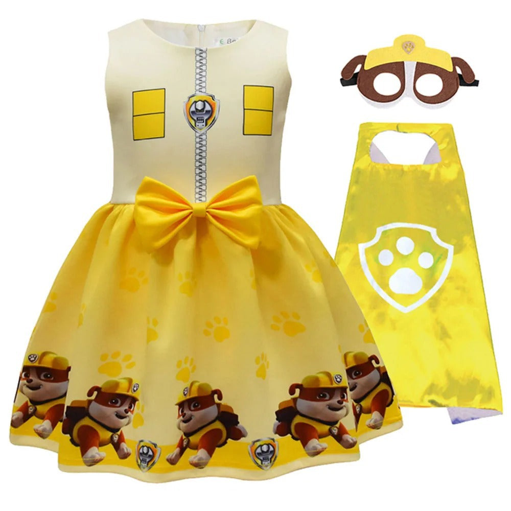 Halloween Cosplay Dress with Cape and Mask for Kids Costume Party