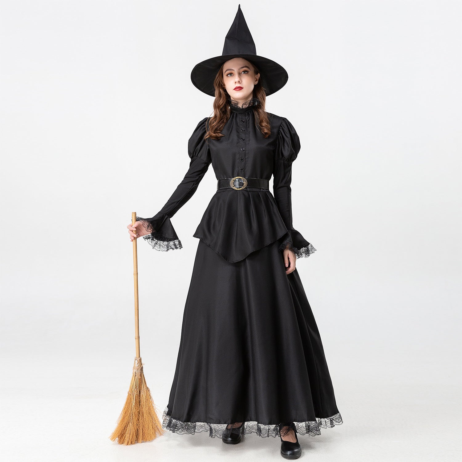 Halloween Cosplay Costume for Women Black Witch Outfit Adult Female Witch Costume Set