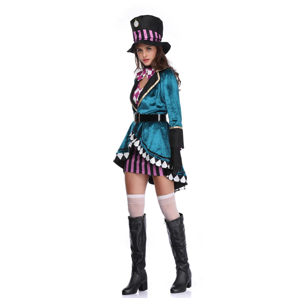 Cosplay Costume Alice in Wonderland Halloween Costume Mad Hatter Women's Adult Magic Wizard Performance Costume Role Play