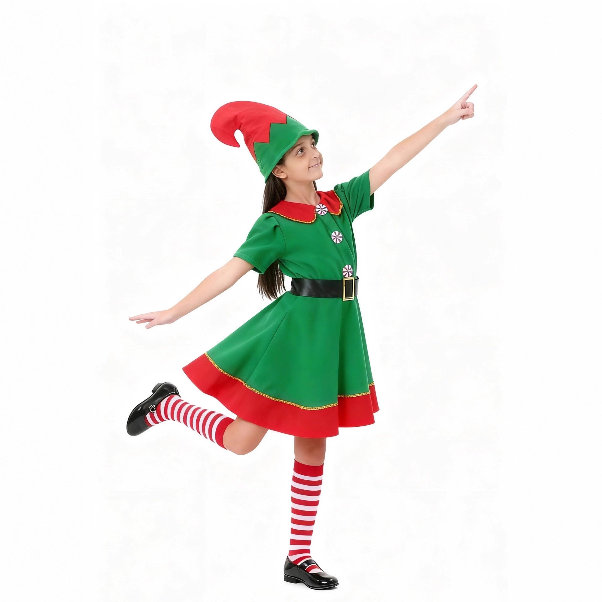 Halloween Costume Christmas Girl Green Elf Cosplay Costume Kindergarten Stage Performance Costume Ready Stock