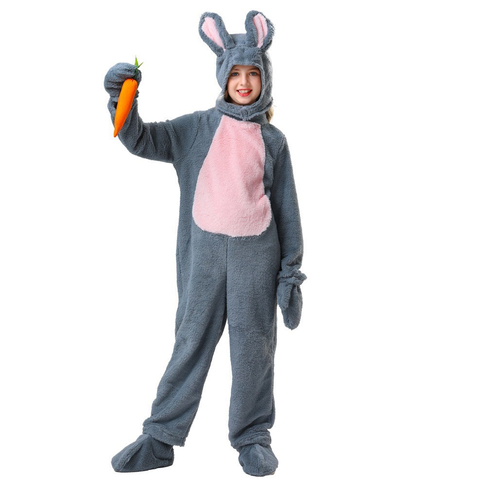 Children's Animal Onesie White Rabbit Kindergarten Performance Costume Little Rabbit Children's Stage Costume