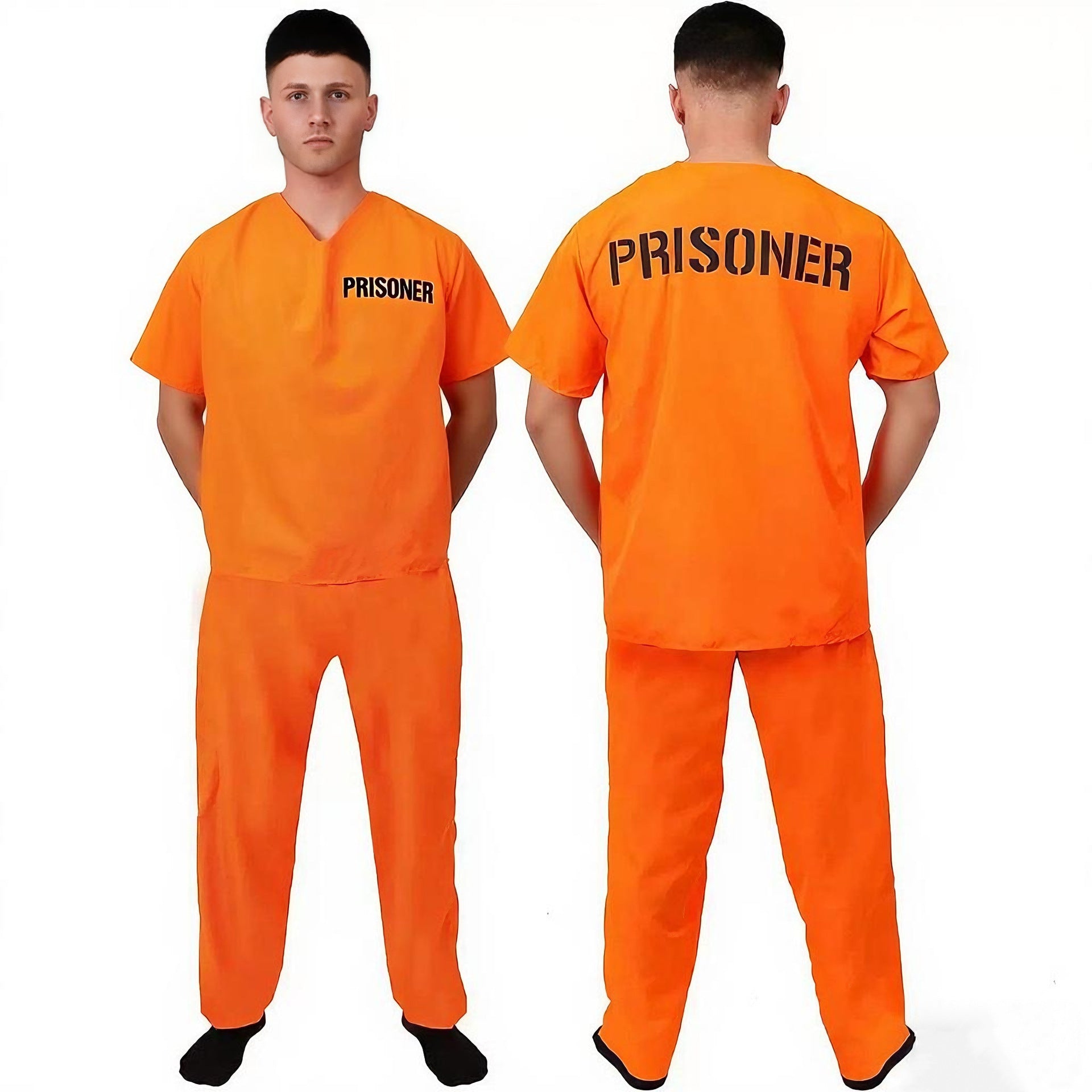 Halloween Luigi cosplay costume American prison costume cosplay orange prison costume two-piece set