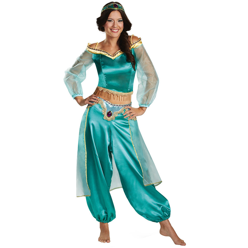 Halloween Costume Aladdin Jasmine Princess Dress Adult Cosplay Costume Role Play Stage Performance Dress