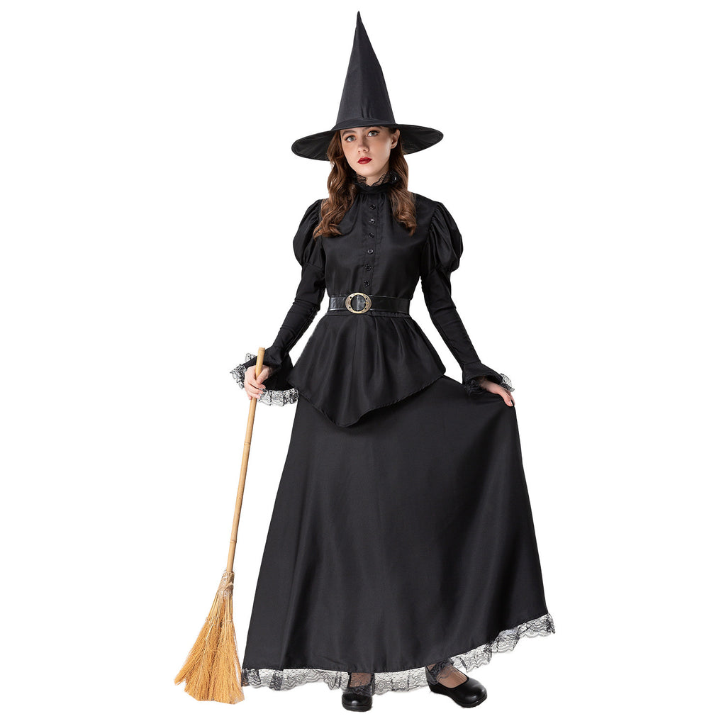 Halloween Cosplay Costume for Women Black Witch Outfit Adult Female Witch Costume Set