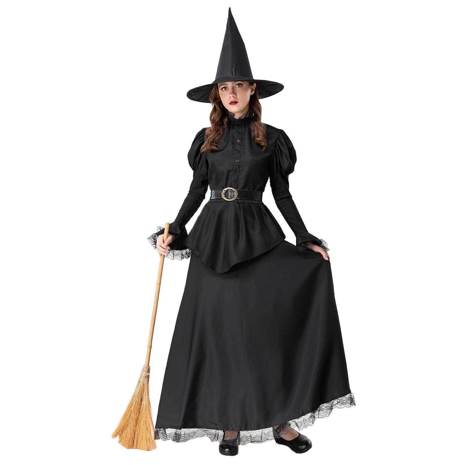 Halloween Cosplay Costume for Women Black Witch Outfit Adult Female Witch Costume Set