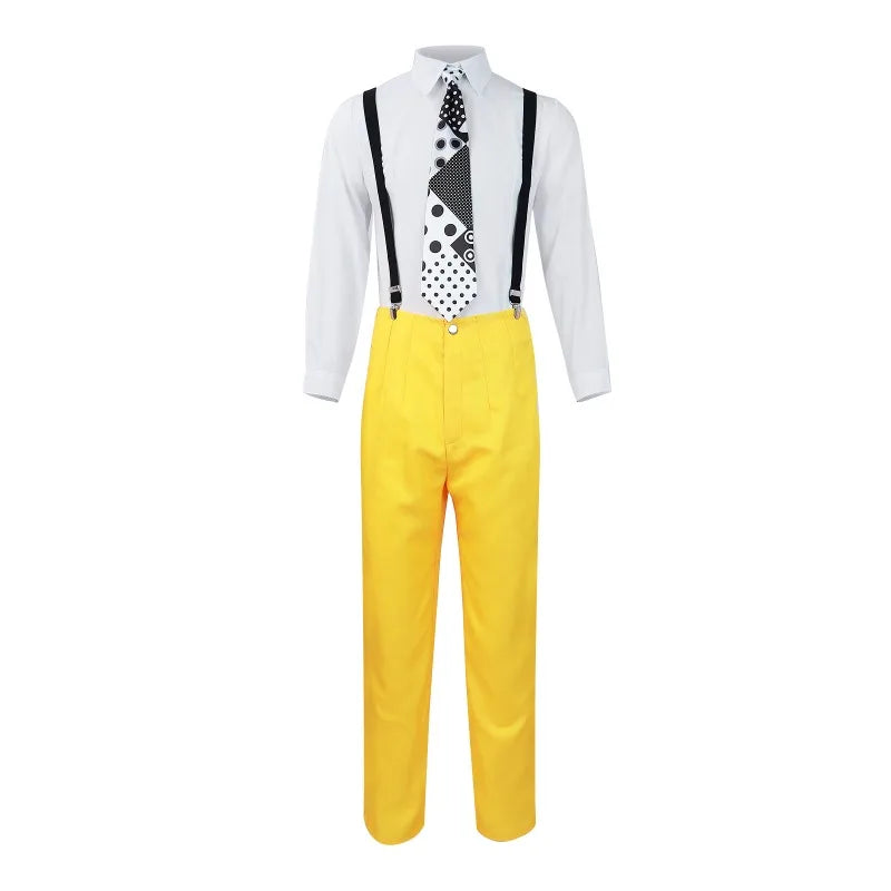 The Mask Cosplay Costume Halloween Jim Carrey Cosplay Uniform Anime Costumes Yellow Trench Hat Carnival Party Mask for Men
