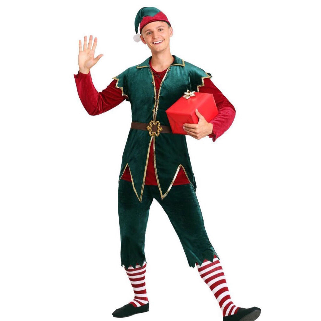 Christmas clown costume, Christmas green couple costume, Christmas costume, stage performance costume