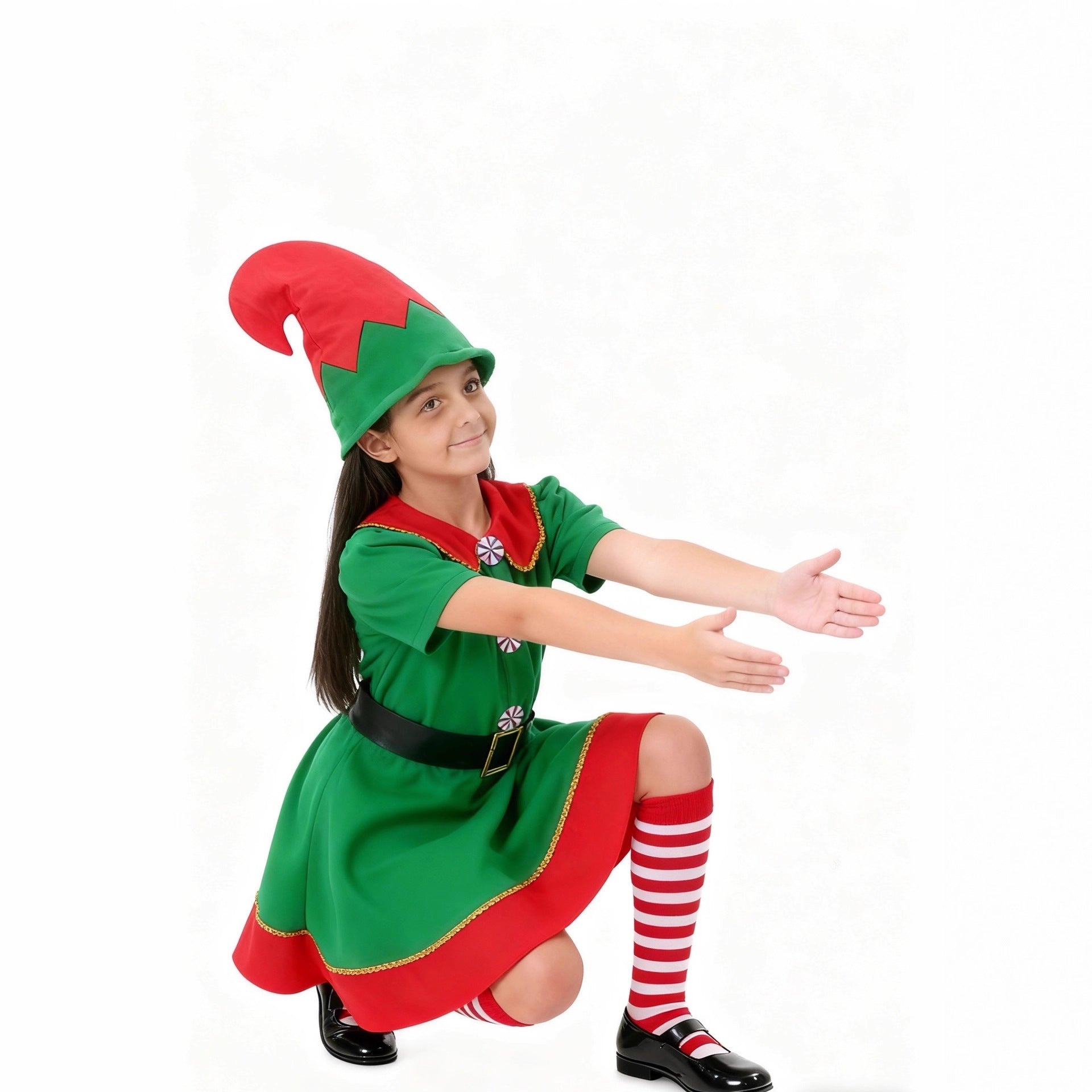 Halloween Costume Christmas Girl Green Elf Cosplay Costume Kindergarten Stage Performance Costume Ready Stock