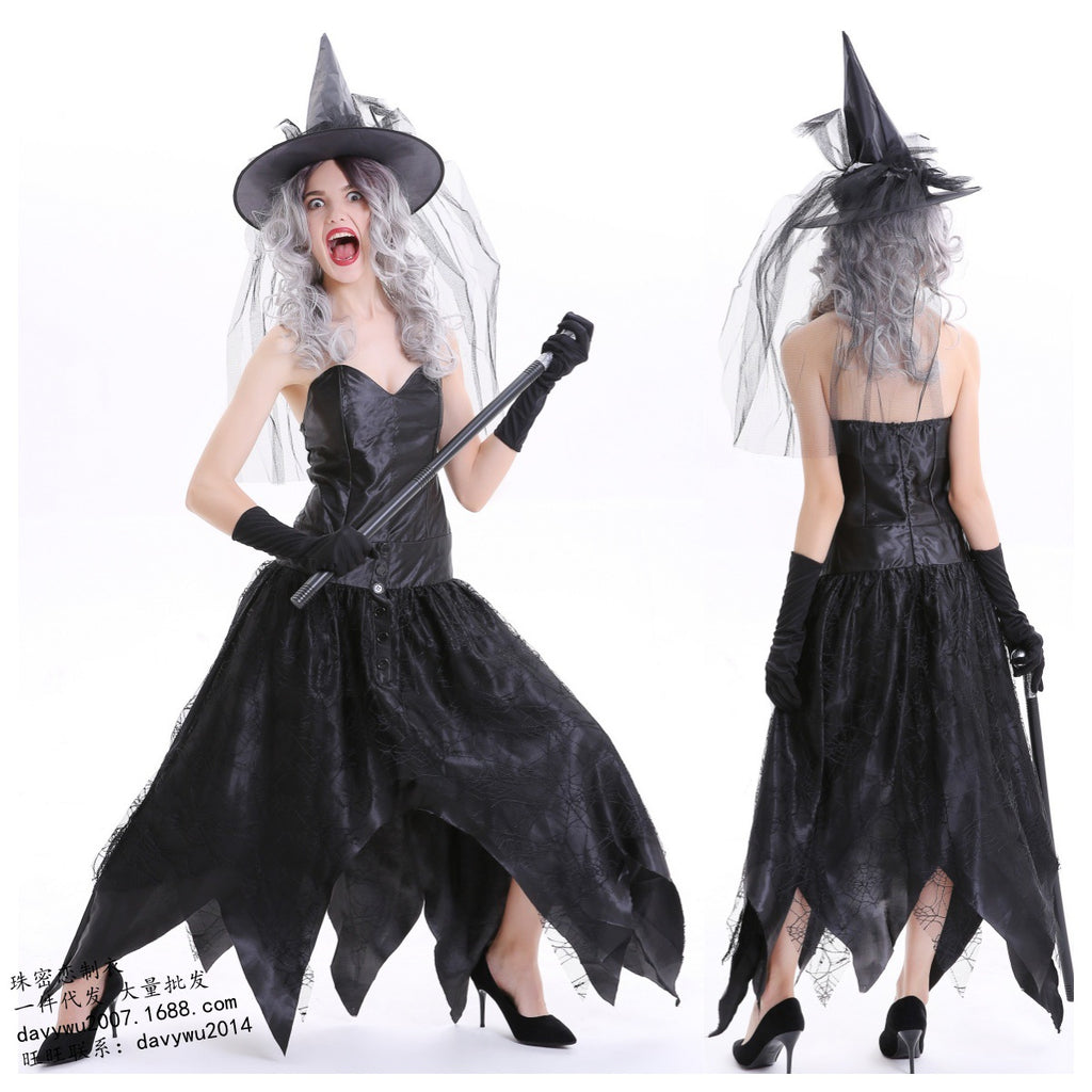Halloween Black Devil Costume Christmas Witch Costume Vampire Cosplay Uniform Party Performance Dress Size Options