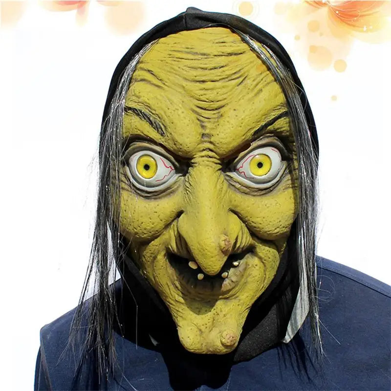 Horror Green Face Witch Mask Latex Mask Scary Party Full Face Mask Kids Party Funny Halloween Christmas Masquerade Mask