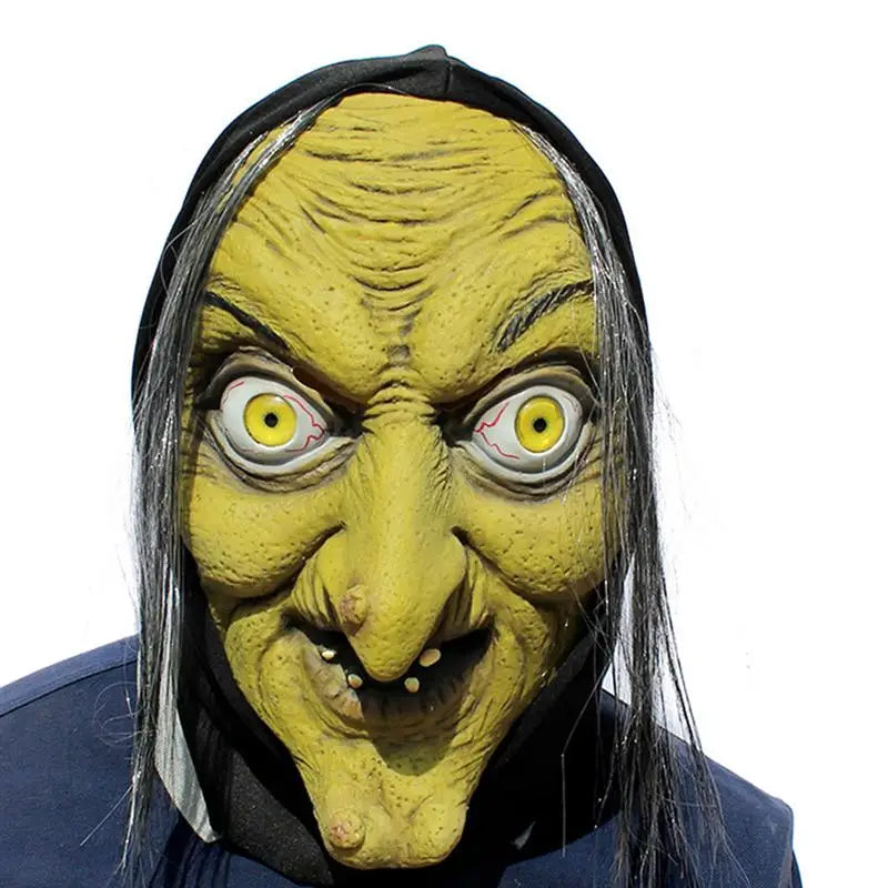 Horror Green Face Witch Mask Latex Mask Scary Party Full Face Mask Kids Party Funny Halloween Christmas Masquerade Mask