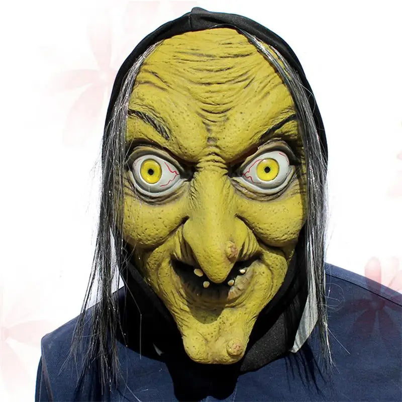 Horror Green Face Witch Mask Latex Mask Scary Party Full Face Mask Kids Party Funny Halloween Christmas Masquerade Mask