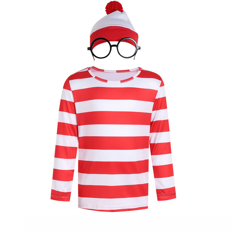 British anime clever Wally Where's Wally parent-child costume Halloween costume cosplay cosplay clothes