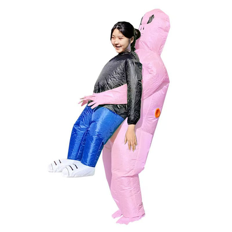Cross-border hot selling alien ghost holding human inflatable clothing Halloween night walking funny horror alien costume funny