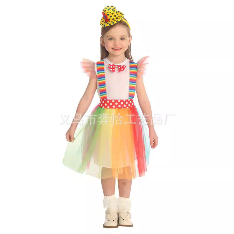 Toddler S-0052 cute rainbow clown costume party costume Halloween Children costume masquerade clothes sleeping bag