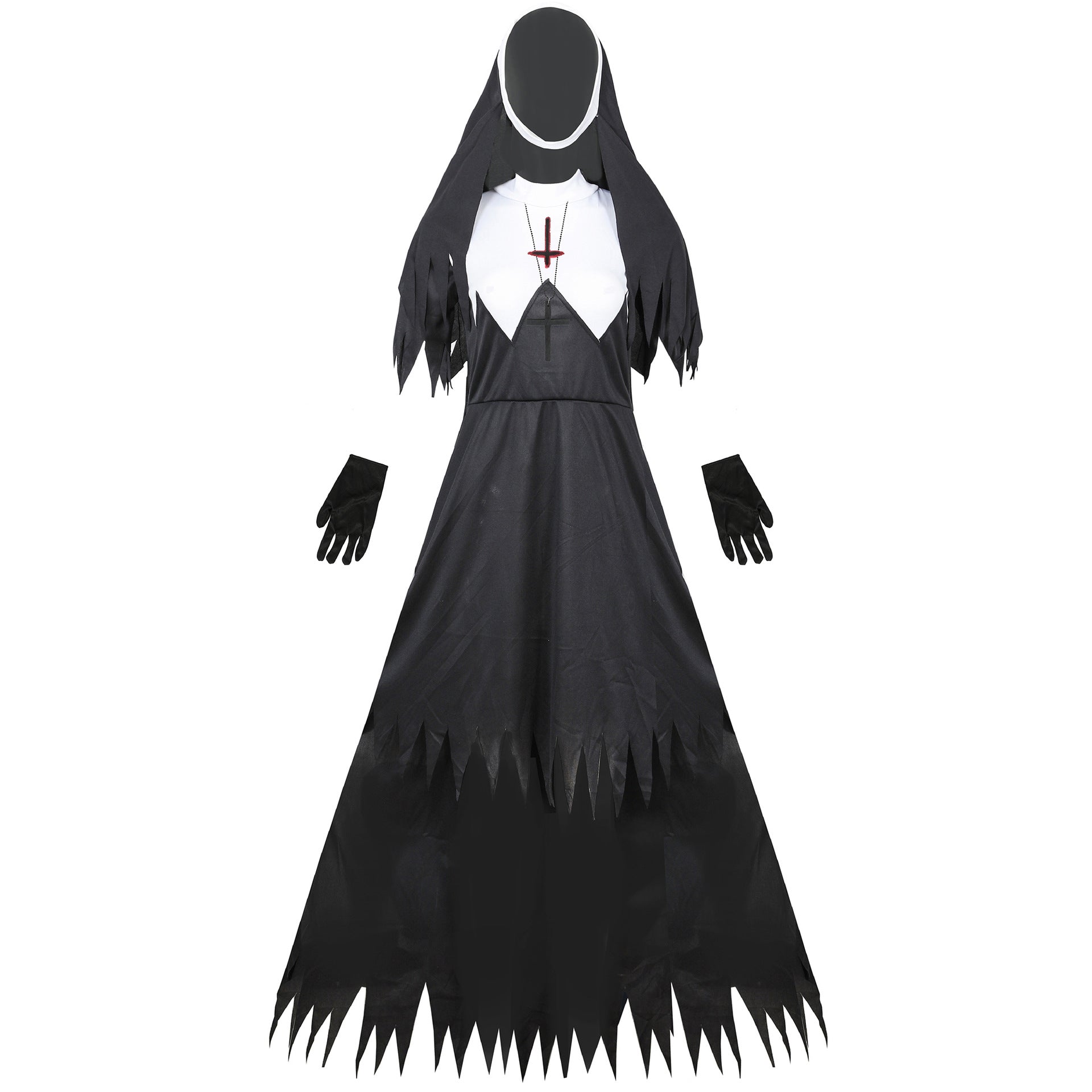 Evil Vampire Nun Costume Halloween Witch Robe