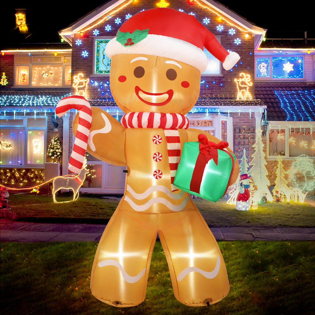 Cross-border Christmas inflatable gingerbread man inflatable cane doll inflatable luminous Christmas atmosphere outdoor courtyard decoration