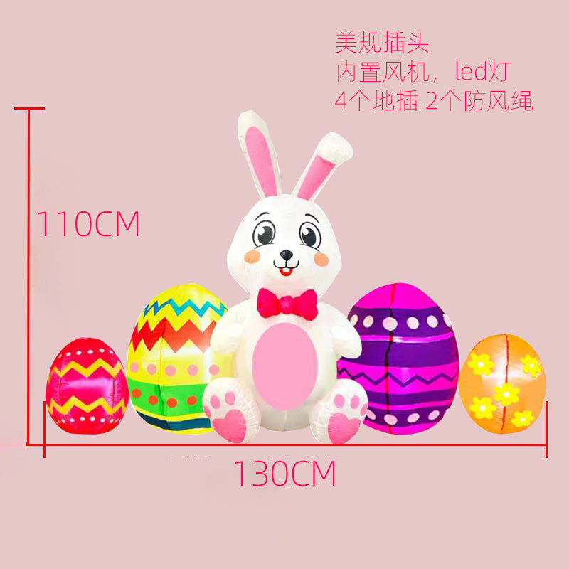 Cross-border new LED luminous inflatable Easter egg rabbit inflatable model holiday outdoor courtyard decoration