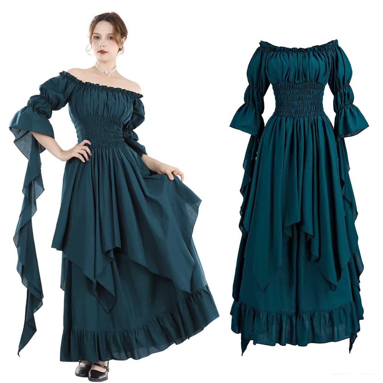 Halloween costume medieval renaissance vintage dress women's Gothic witch dress stage costume