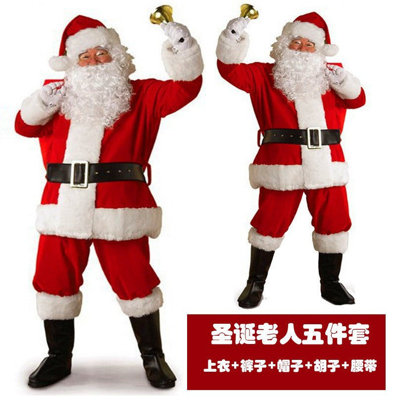 Santa Claus costume cross-border adult men gold velvet Santa Claus costume Halloween performance costume