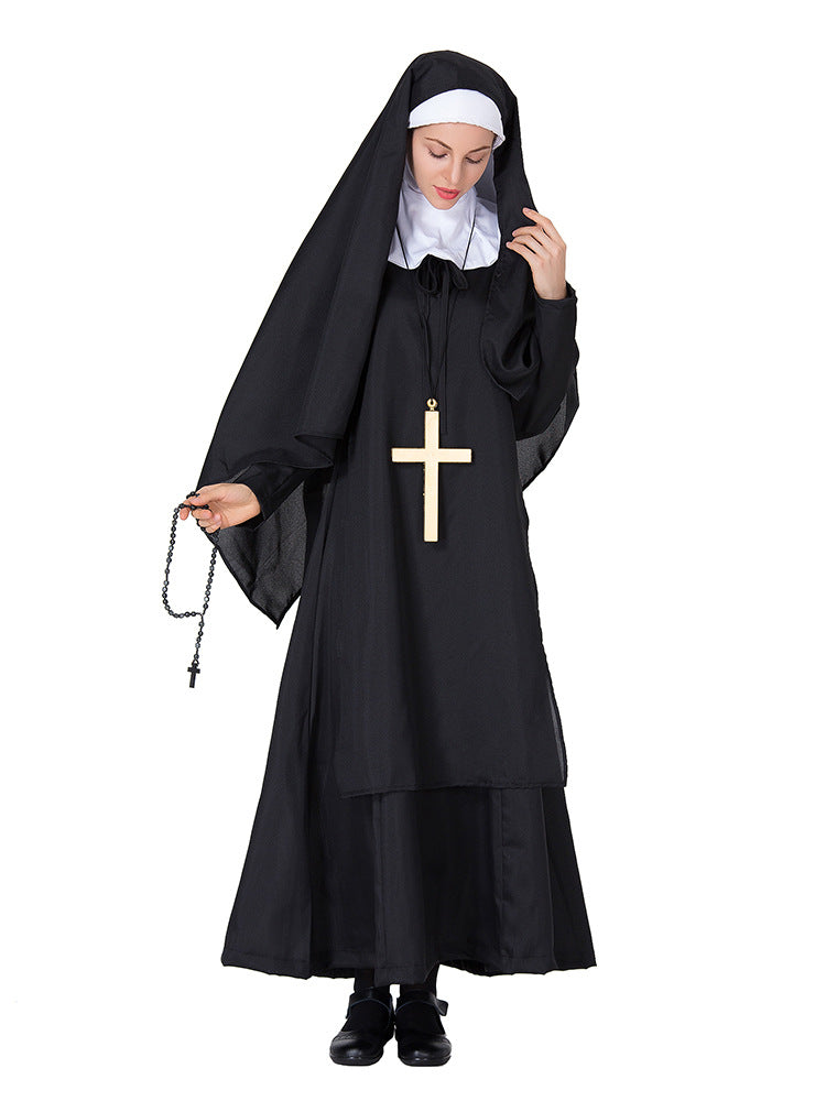 New Amazon Halloween performance wear Virgin Mary costume nun's outfit priest costume ball performance costume